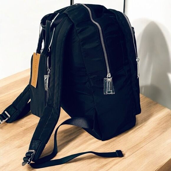 NWT Steve Madden BRICHH Black Signature Logo Multi pockets Backpack Bag & Pouch main image 7
